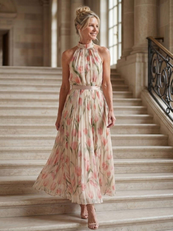Aurelle | Women's Halter Neck Floral Midi Dress