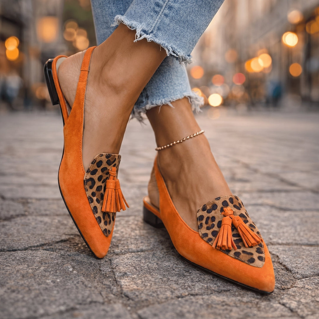 Women's Cushioned Pointed-Toe Tassel Accented Strappy Lorena Sandals