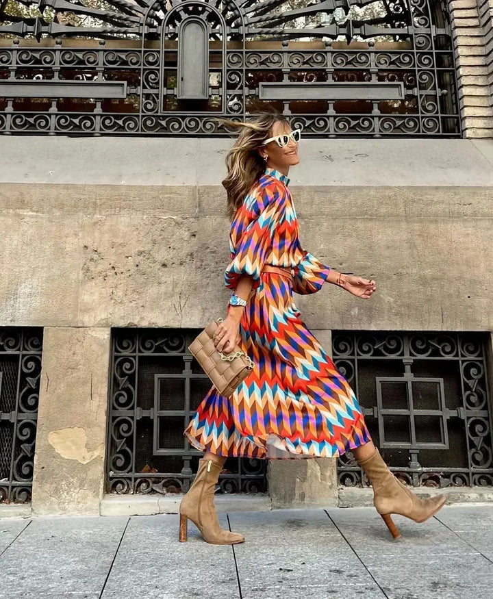 Cassandra | Women's Relaxed Vibrant Geometric Maxi Dress