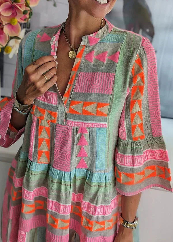 Ava | Women's Stylish V-Neck Hemp Mini Dress for Summer