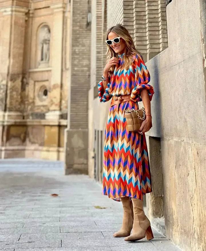 Cassandra | Women's Relaxed Vibrant Geometric Maxi Dress