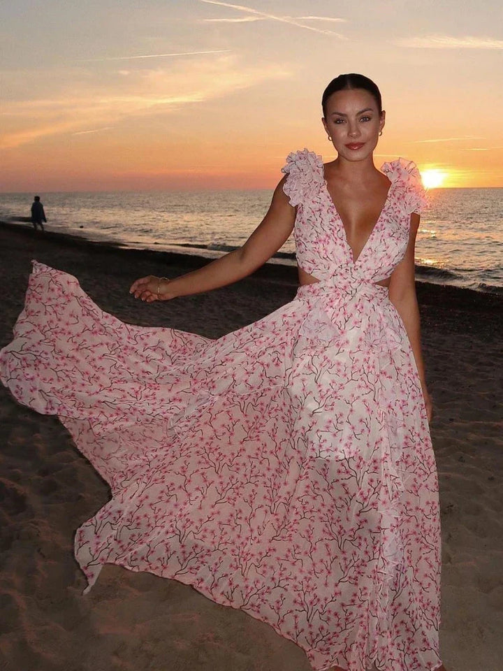 Aurora | Women's Elegant Backless Ruffles Maxi Dress