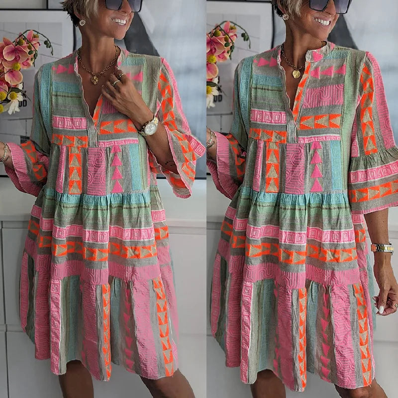 Ava | Women's Chic V-Neck Hemp Summer Dress