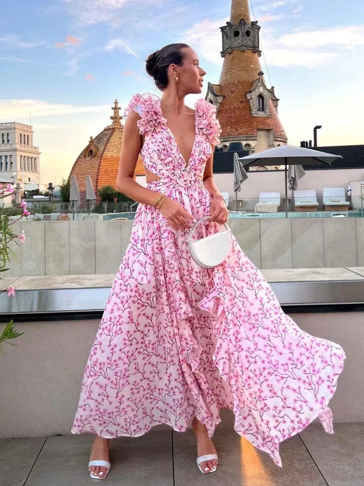 Aurora | Women's Elegant Backless Ruffles Maxi Dress