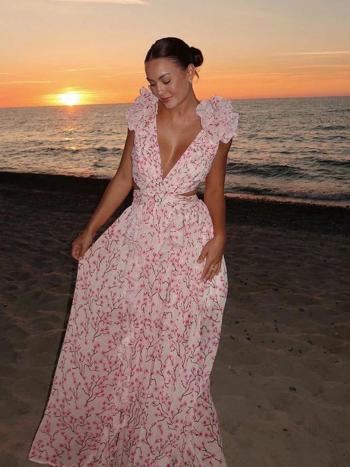 Aurora | Women's Elegant Backless Ruffles Maxi Dress