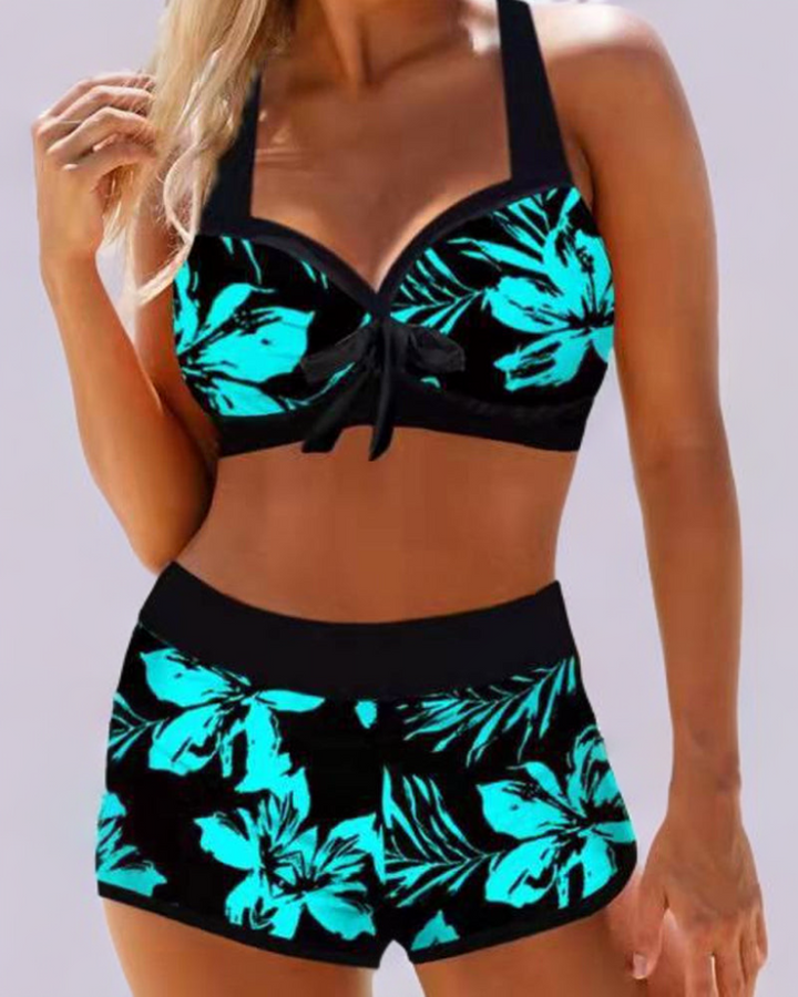 Anna | Women's High-waisted swimsuit with floral print