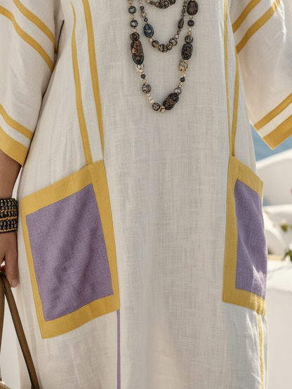 Zafira | Women's Relaxed V Neck Short Sleeve Pocket Maxi Dress