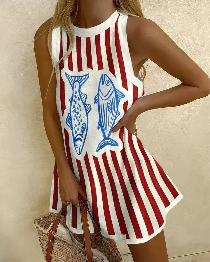 Delara | Women's Mini dress with fish print.