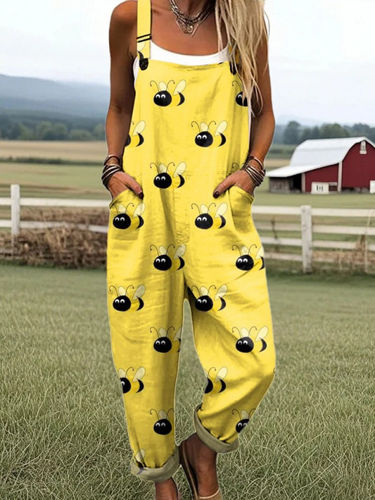 Women's Wide Leg Jumpsuit, Effortless Comfort & Stylish Floral Print with Pockets