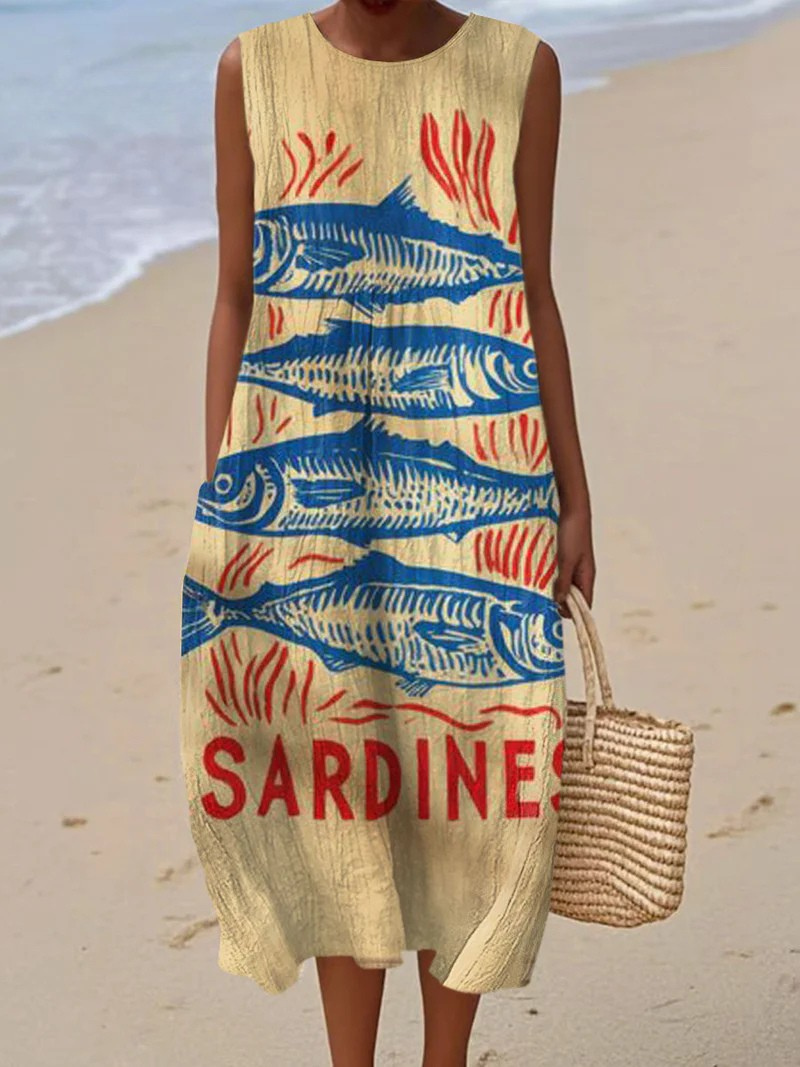 Women's Artistic Beach Midi Dress