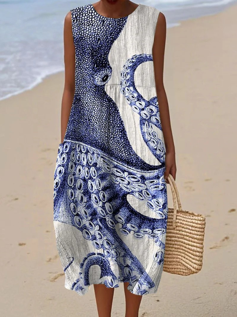 Women's Artistic Beach Midi Dress