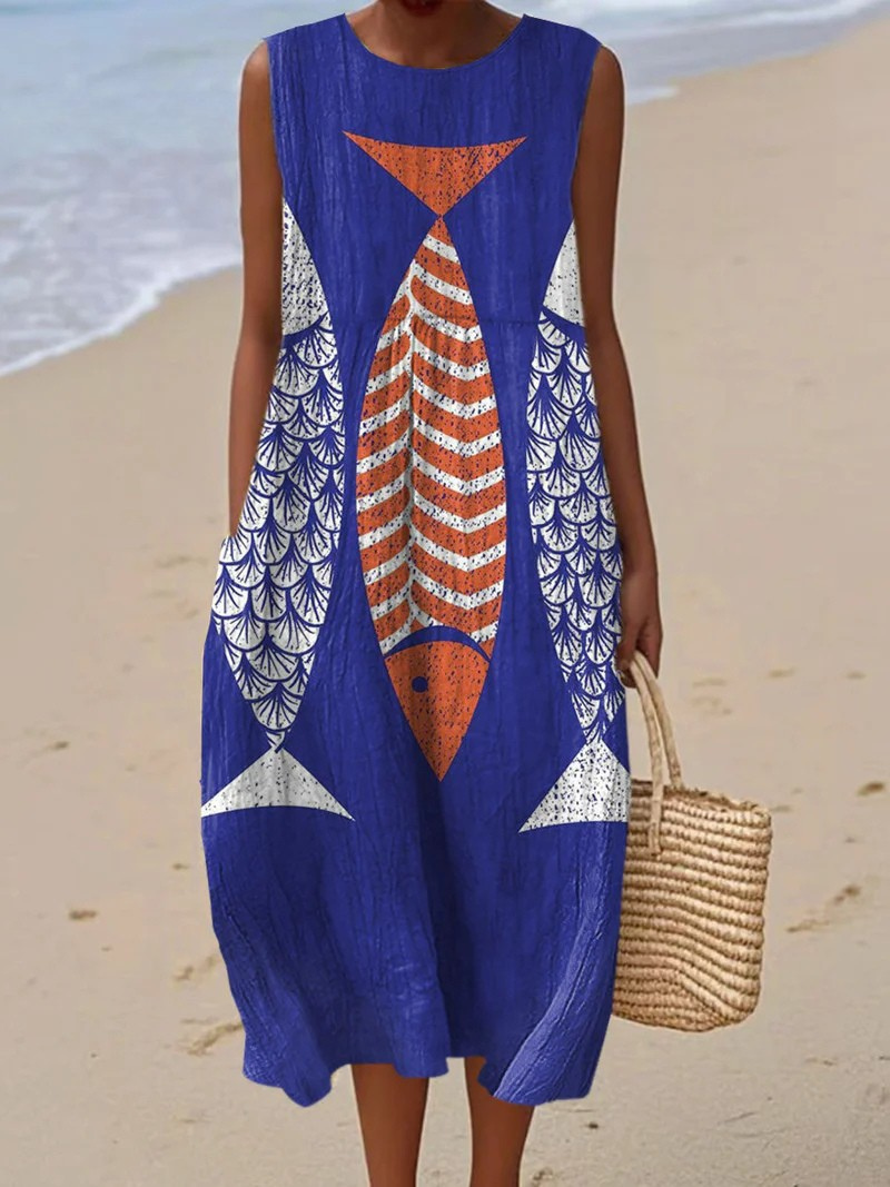 Women's Artistic Beach Midi Dress