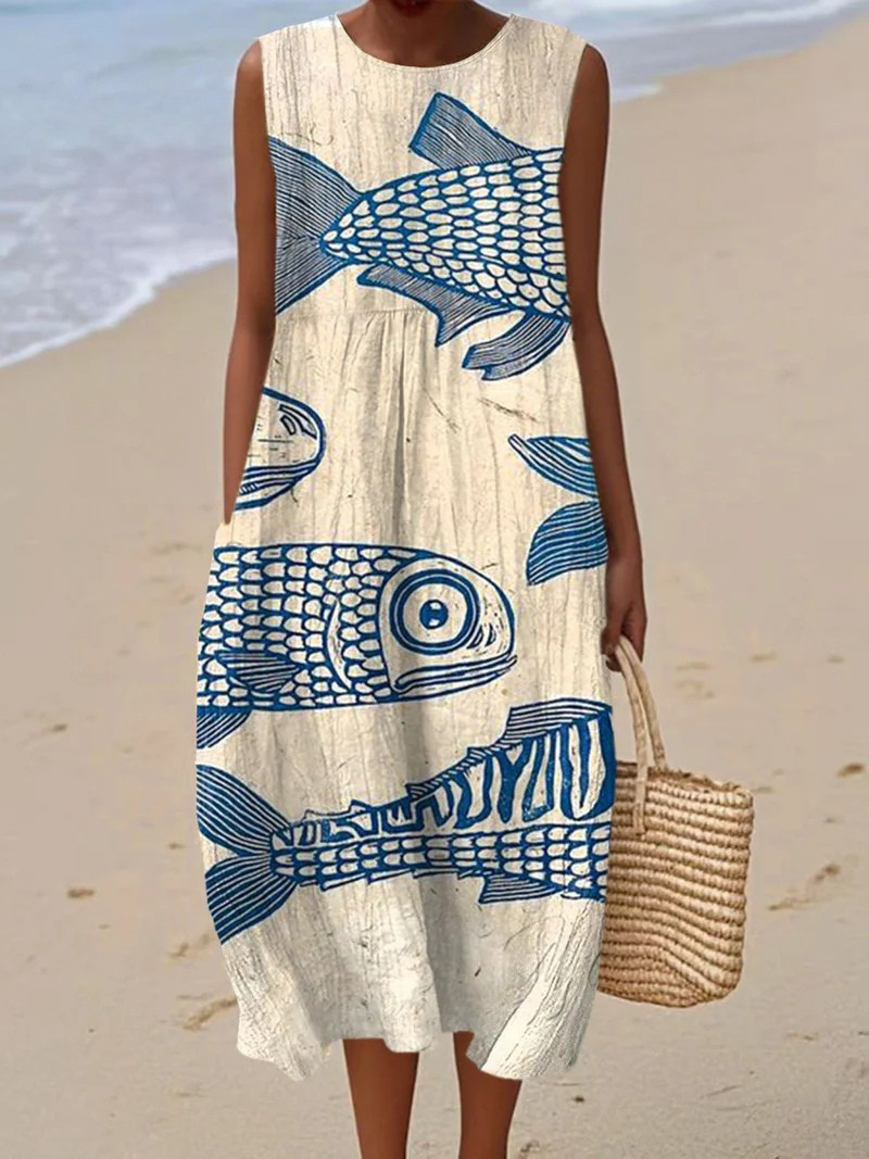 Women's Artistic Beach Midi Dress