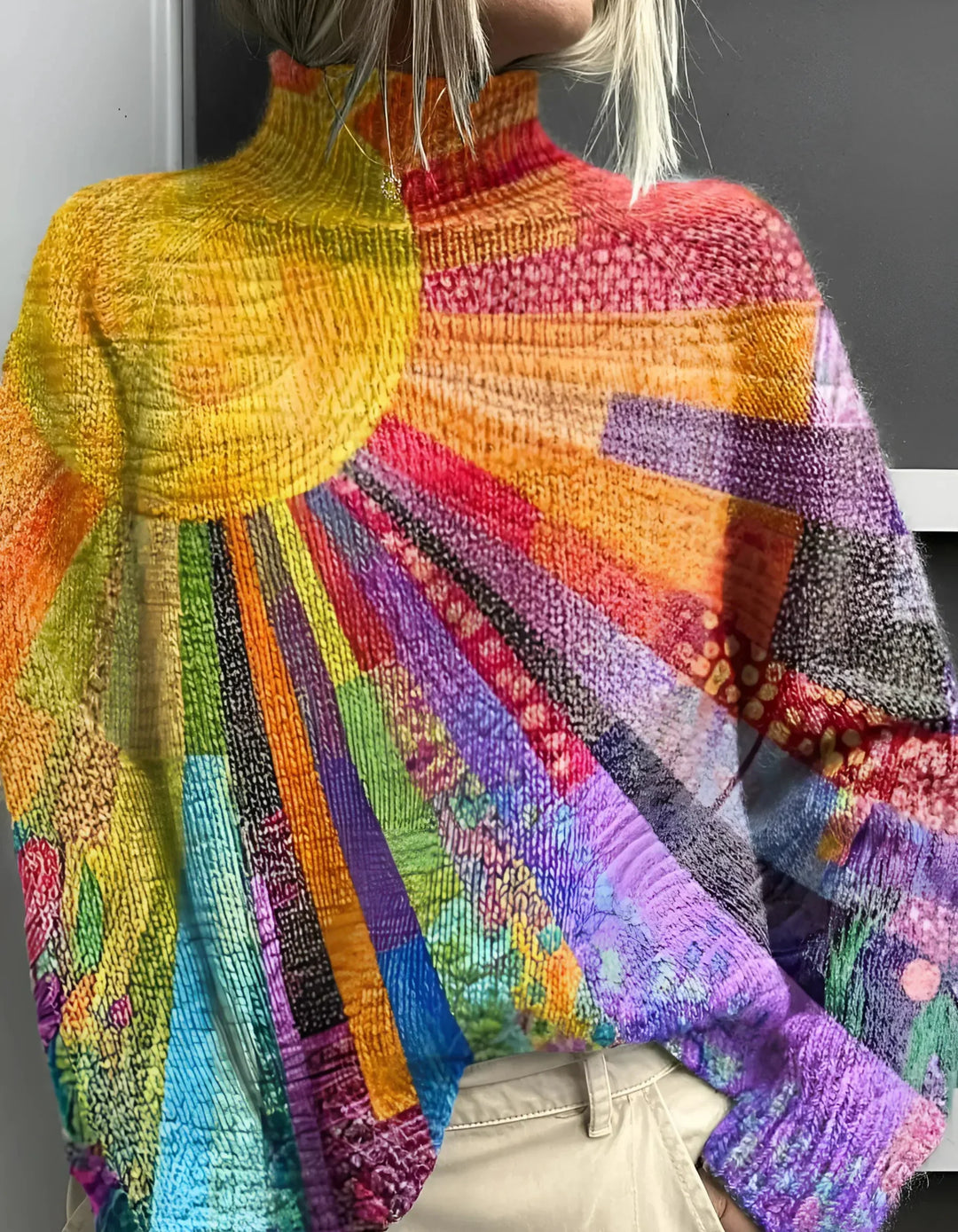 Ada | Women's Cheerful Colourful Turtleneck Jumper