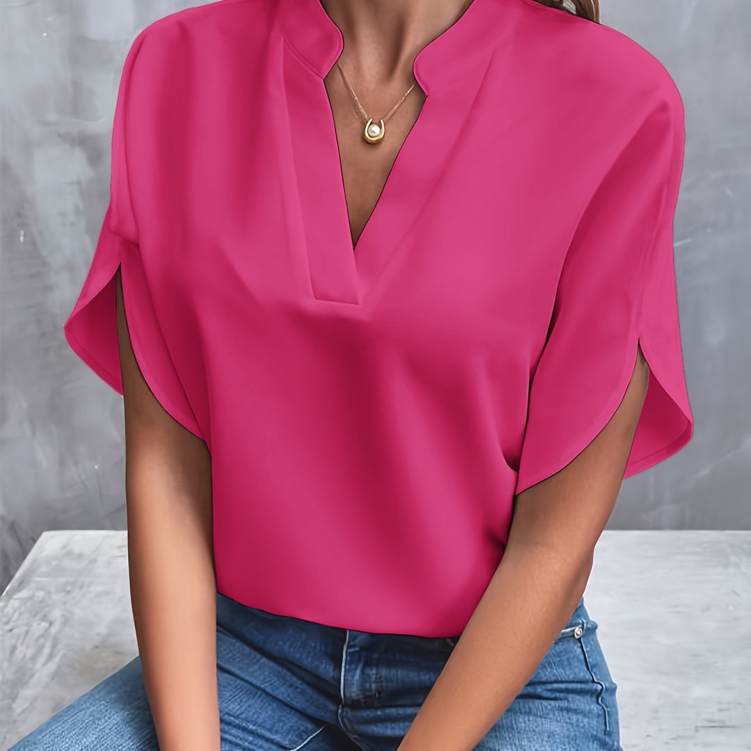 Mina | Women's Luxurious Elegant Blouse with V-Neck and Short Sleeve