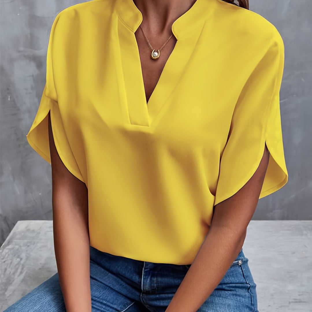 Mina | Women's Luxurious Elegant Blouse with V-Neck and Short Sleeve