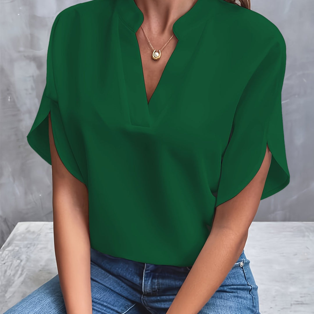 Mina | Women's Luxurious Elegant Blouse with V-Neck and Short Sleeve