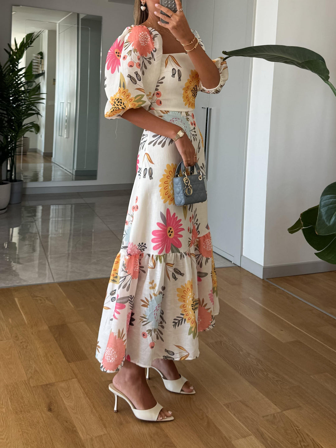 Camille | Women's Floral Maxi Dress with Puff Sleeves