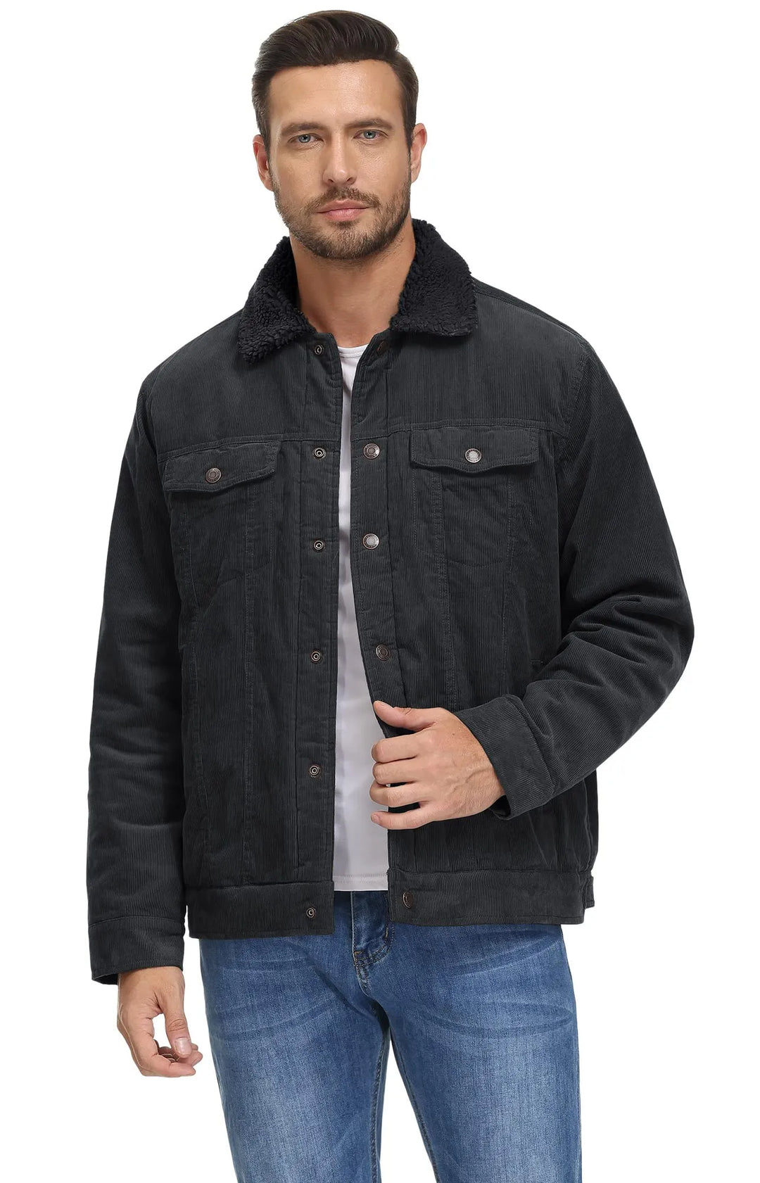 Vasco Men's Winter Jacket with Pockets and Round Neck