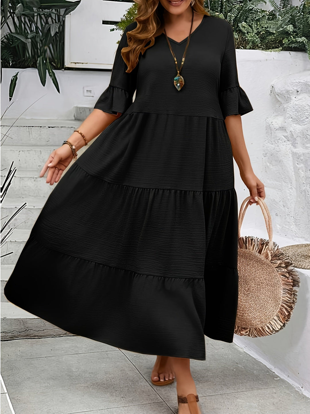 Avelisse | Women's Graceful Flowy Maxi Dress with Ruffle Detail