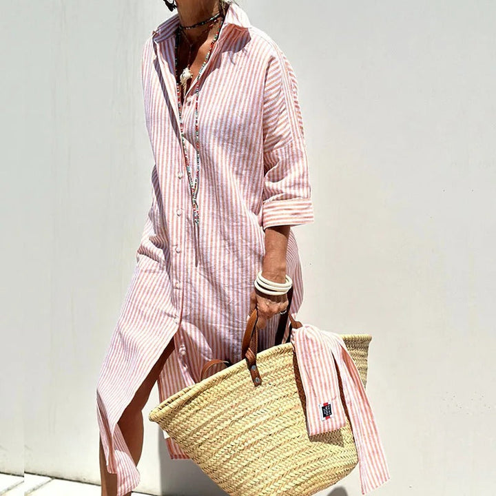 Armelle | Women's Elegant Striped Summer Midi Dress (Almost Sold Out)