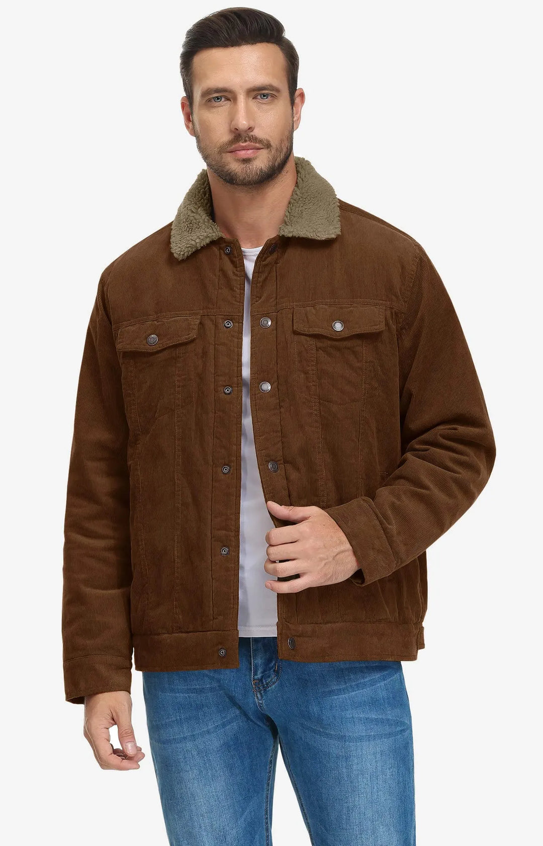 Vasco Men's Winter Jacket with Pockets and Round Neck