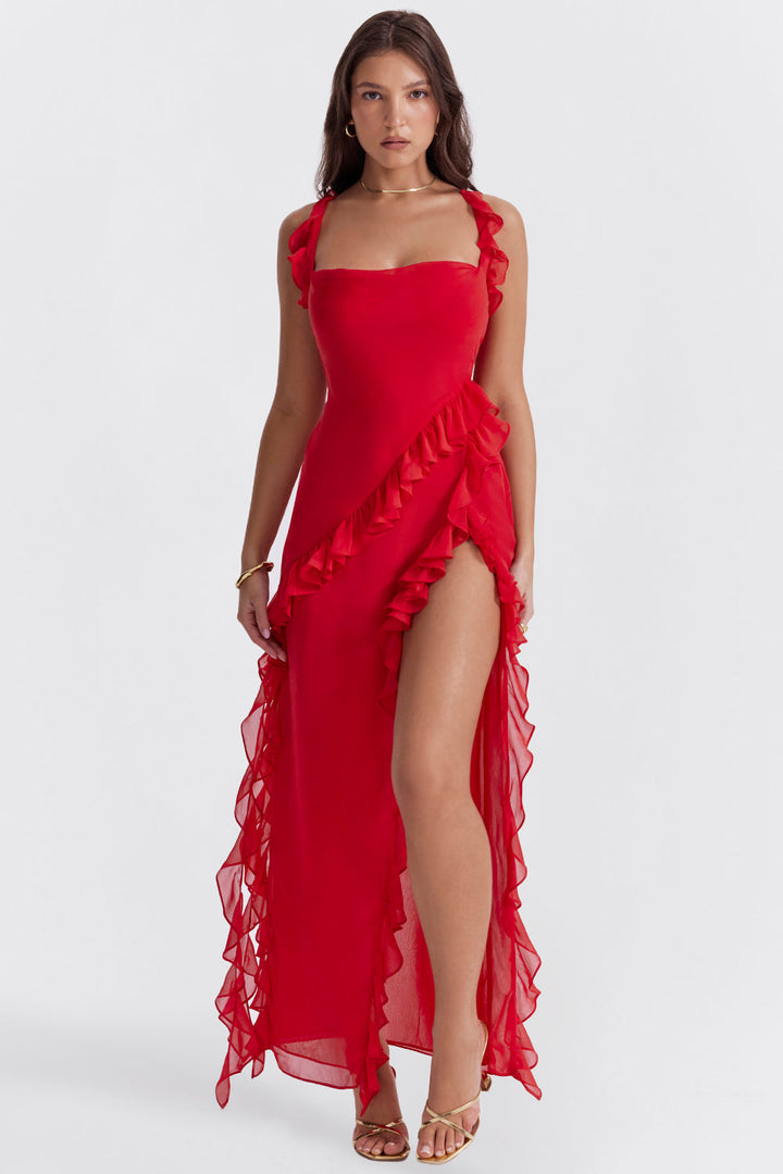 Laurine | Women's Elegant Maxi Dress with Ruffle Detail
