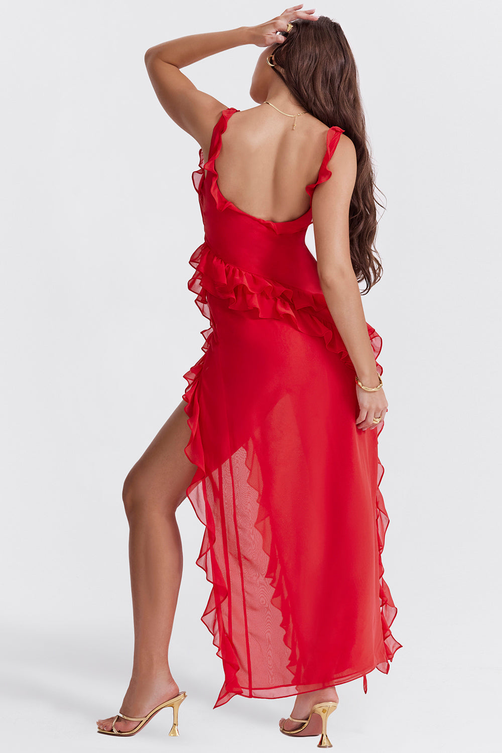Laurine | Women's Elegant Maxi Dress with Ruffle Detail