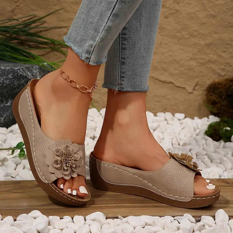 Belle | Women's Cushioned Open-Toe Floral Orthopedic Sandals with Arch Support