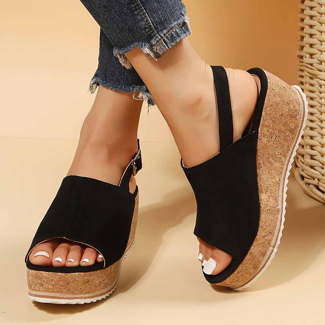 Women's Orthopedic Open-Toe Savanna Slingback Wedge Sandals