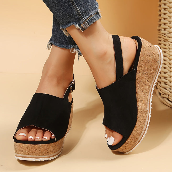 Women's Orthopedic Open-Toe Savanna Slingback Wedge Sandals