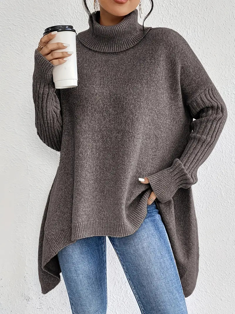 Bridgette | Women's Longline Comfy Long Turtleneck Jumper