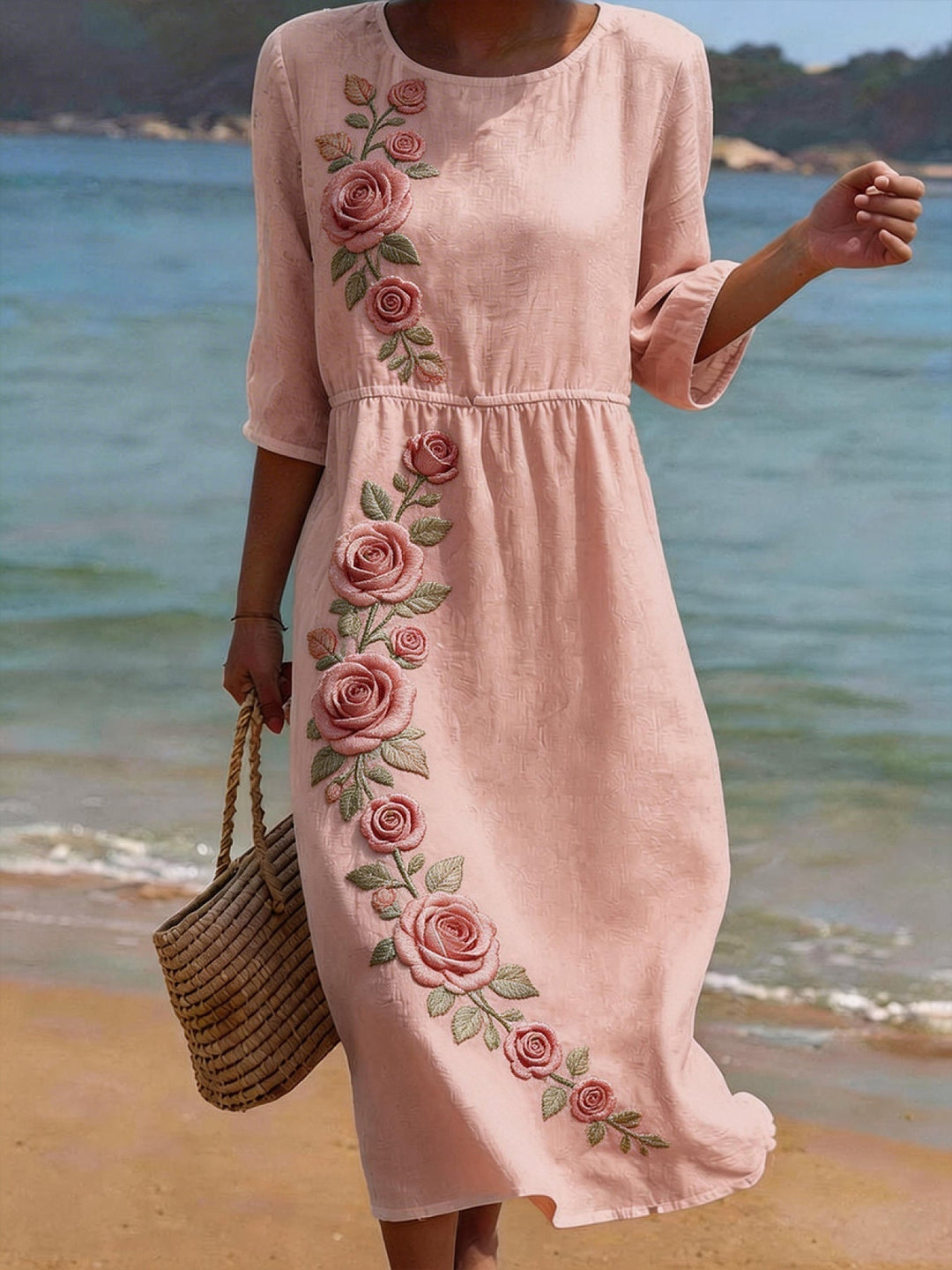 Abigail | Women's Floral Casual Mid-Sleeve Midi Dress
