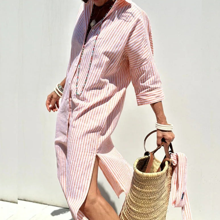Armelle | Women's Elegant Striped Summer Midi Dress (Almost Sold Out)