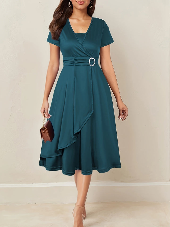 Hilda | Women's Elegant Rhinestone V-Neck Evening Maxi Dress