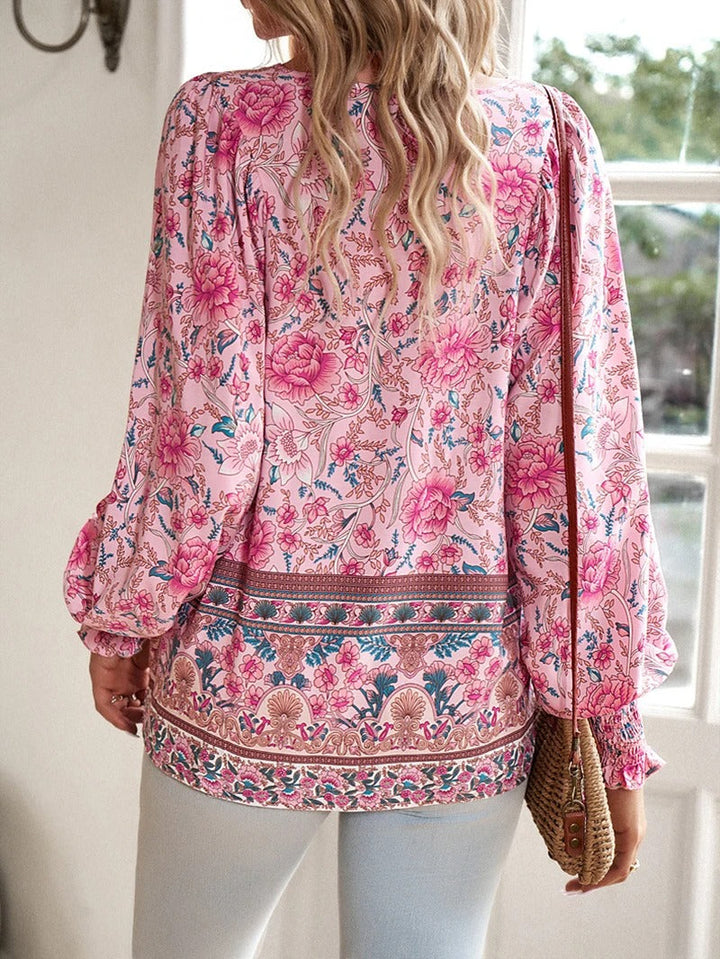 Beverly | Women's Longline Summer Floral Top with Drawstring