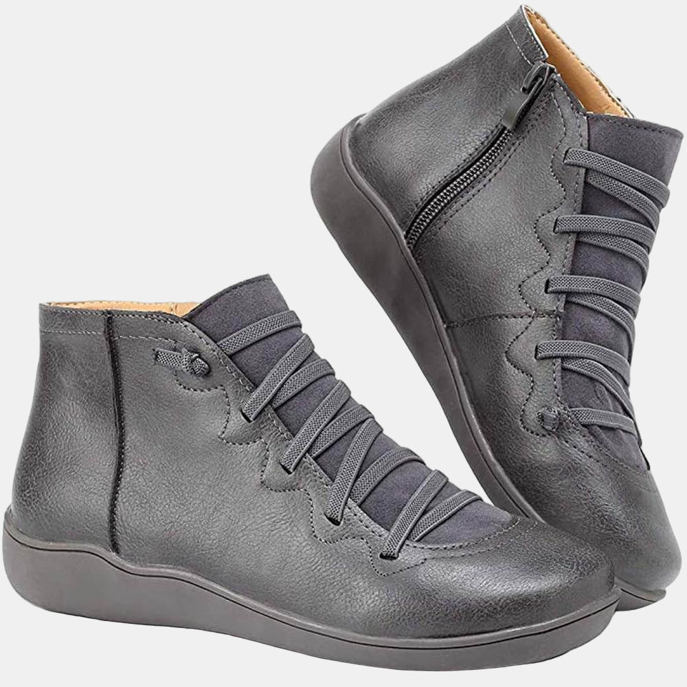Riley | Women's Cushioned Zip Lace-up Ankle Boots