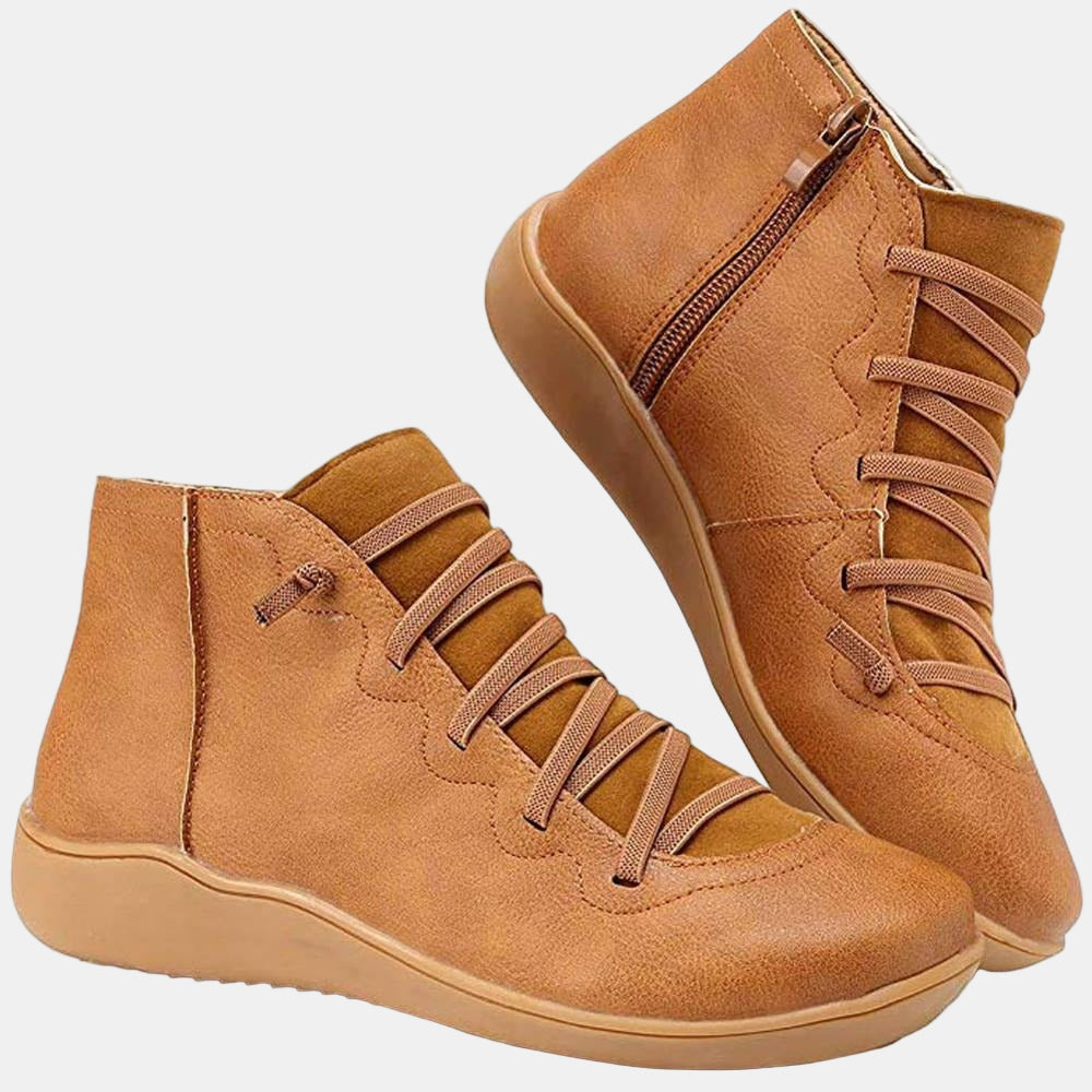 Riley | Women's Cushioned Zip Lace-up Ankle Boots