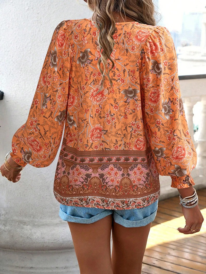 Beverly | Women's Longline Summer Floral Top with Drawstring
