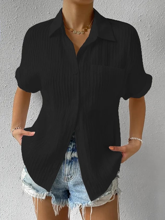 Brielle | Women's Relaxed Textured Top with Short Sleeve