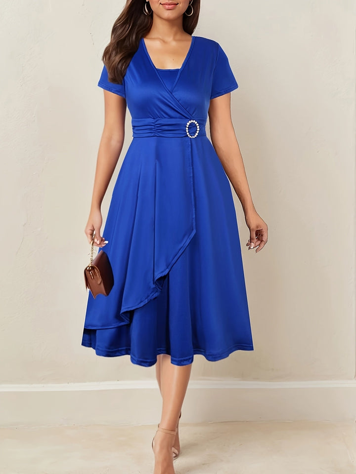 Hilda | Women's Elegant Rhinestone V-Neck Evening Maxi Dress