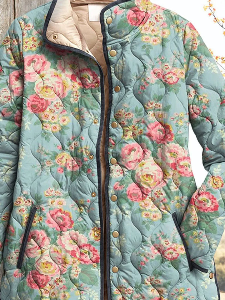 Women's Relaxed Jacket with Beautiful Floral Pattern, Quilted