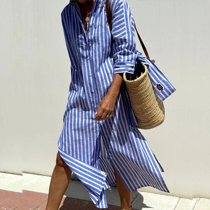 Armelle | Women's Elegant Striped Summer Midi Dress (Almost Sold Out)