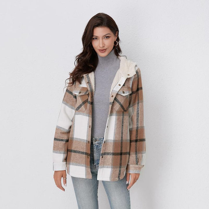 Amelia | Women's Hooded Plaid Flannel Jacket for Fall and Winter