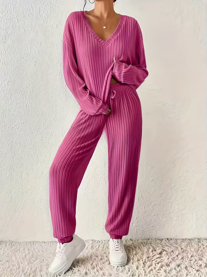Anja | Women's Relaxed Cozy V-Neck Two-Piece Set