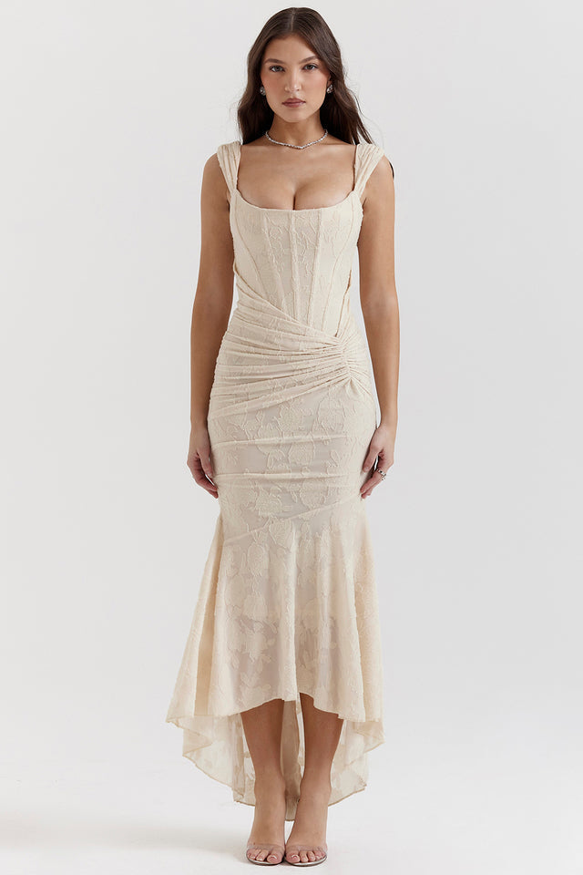 Boheme | Women's Sleeveless Ruched Bodycon Evening Maxi Dress with Ruching