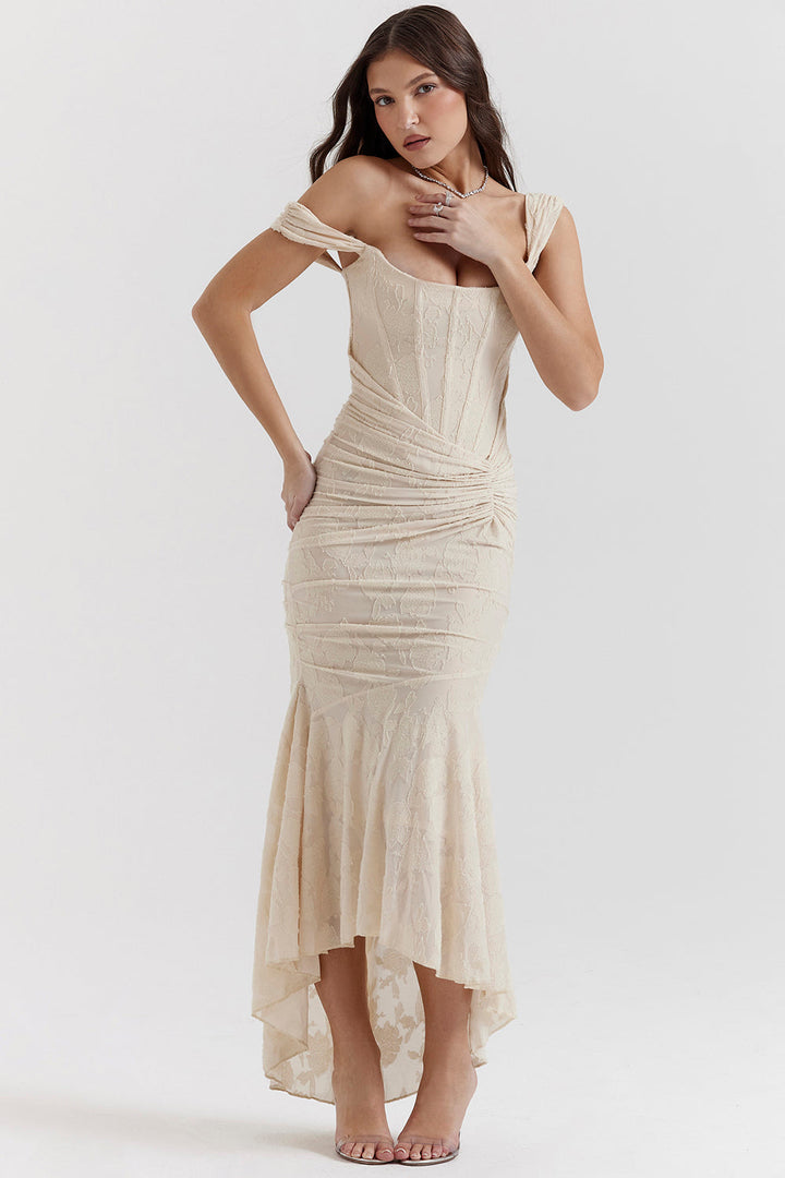 Boheme | Women's Sleeveless Ruched Bodycon Evening Maxi Dress with Ruching