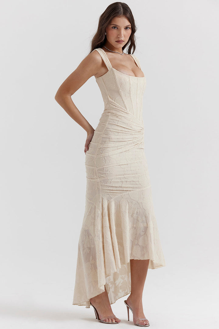 Boheme | Women's Sleeveless Ruched Bodycon Evening Maxi Dress with Ruching