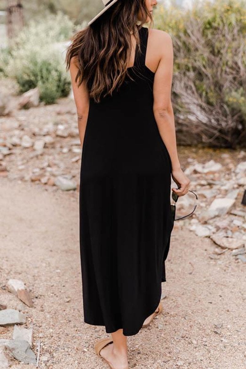Jezrah | Women's Halter Breeze Maxi Dress with Pockets