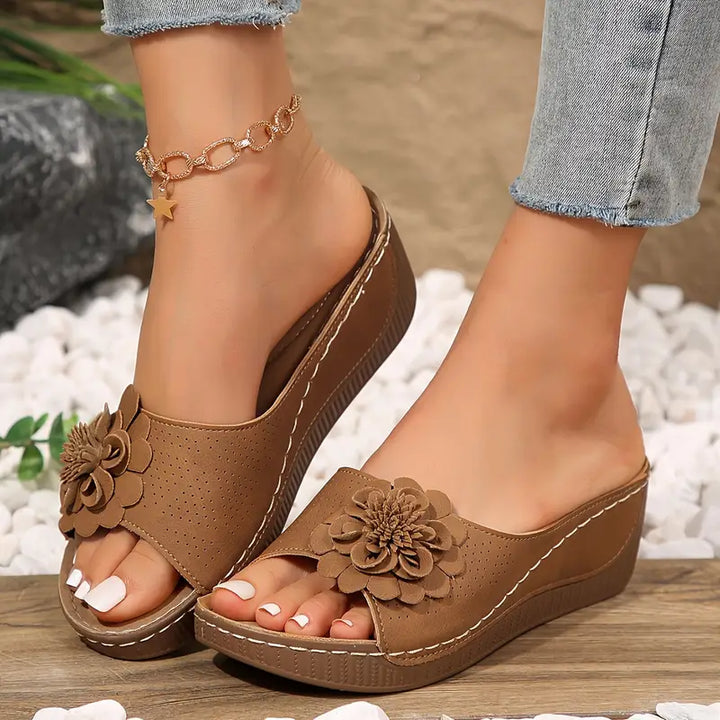 Belle | Women's Cushioned Open-Toe Floral Orthopedic Sandals with Arch Support